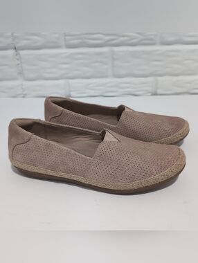 Clarks Shoes Womens Size 8 Blush Pink Suede Espadrille Danelly Sky Comfort Flats